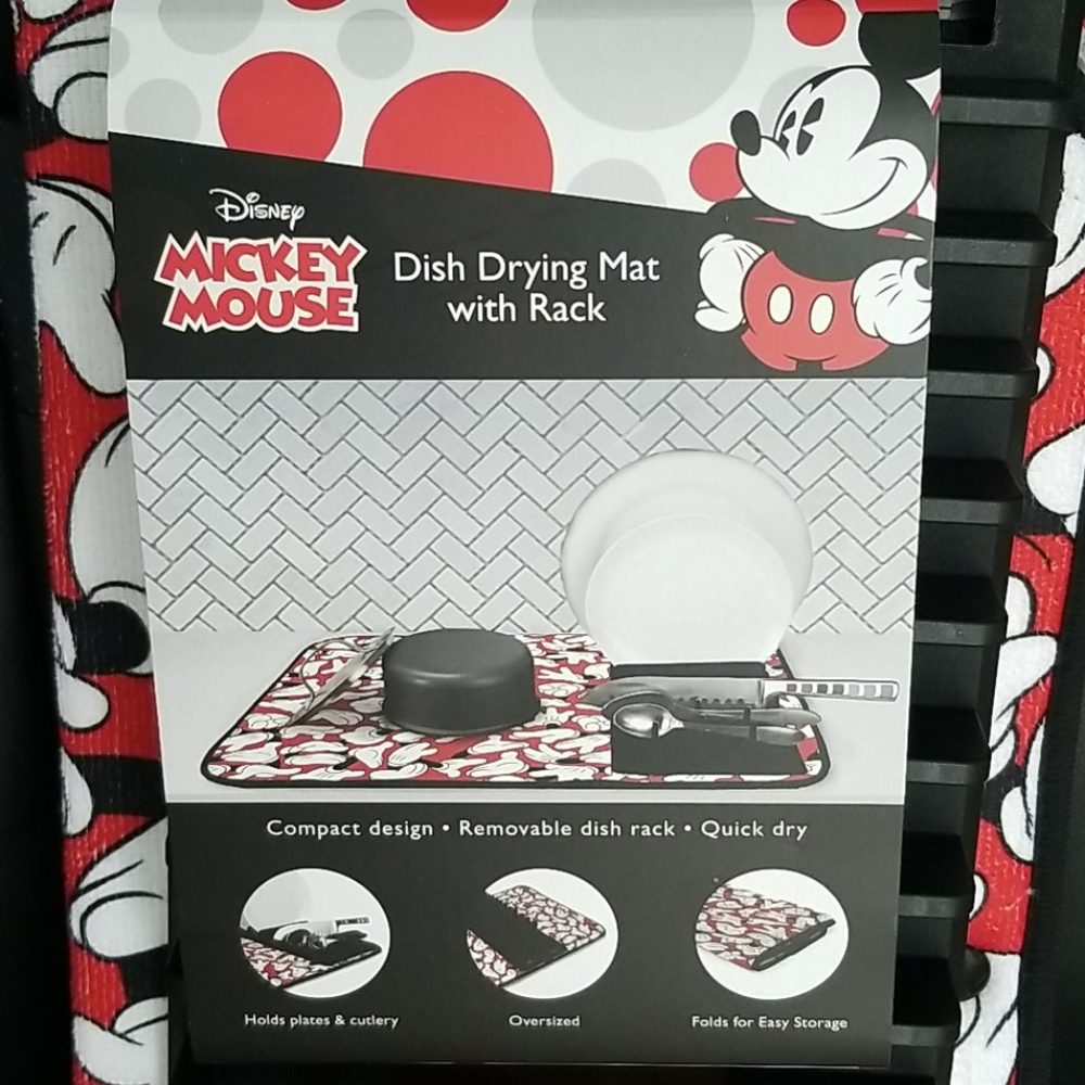 Disney Mickey Mouse Dish Drying Mat Rack + Mitts